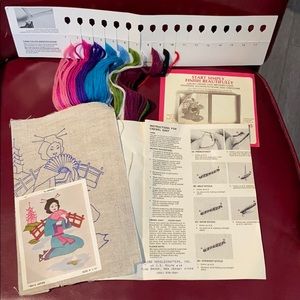 vintage crewel kit Dolls of the world geisha
